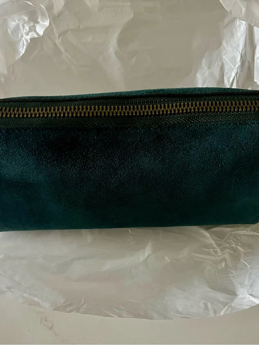 Madewell The Make Up Cosmetic Pouch Zip Leather Suede
